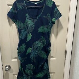 Tropical Leaf Print Maternity Dress